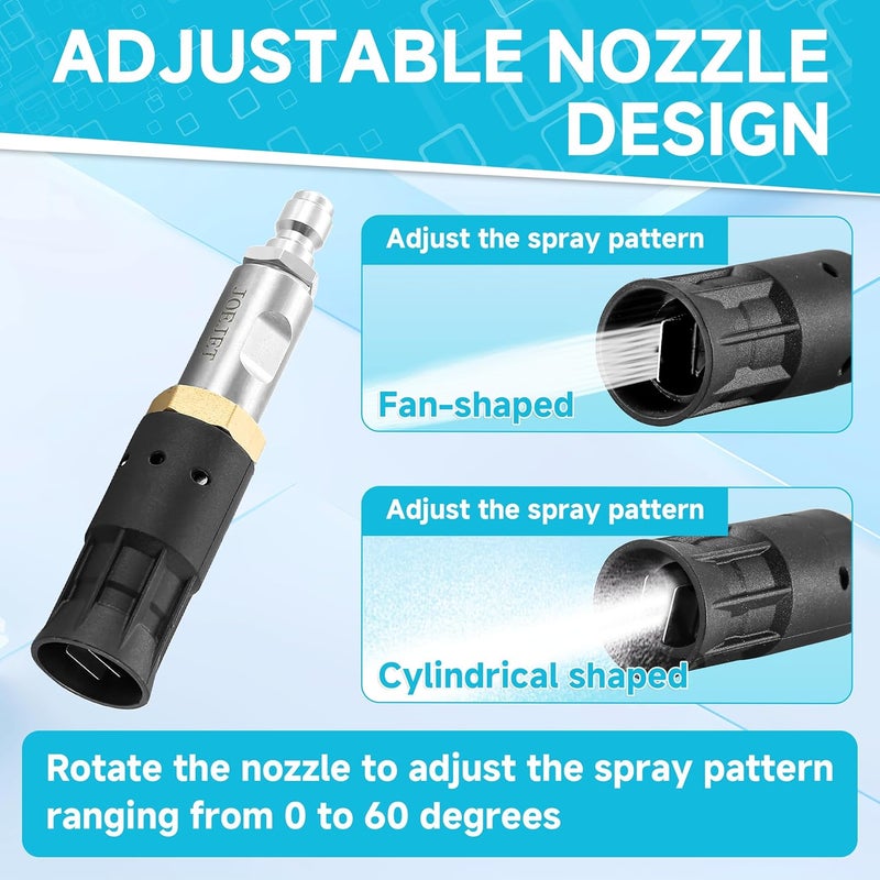 JOEJET Adjustable Downstream Soft Wash Nozzle, Twist Nozzle Range 0 to 60 Degree, 1/4 Inch Quick Connect, 3-7 GPM - Image 4